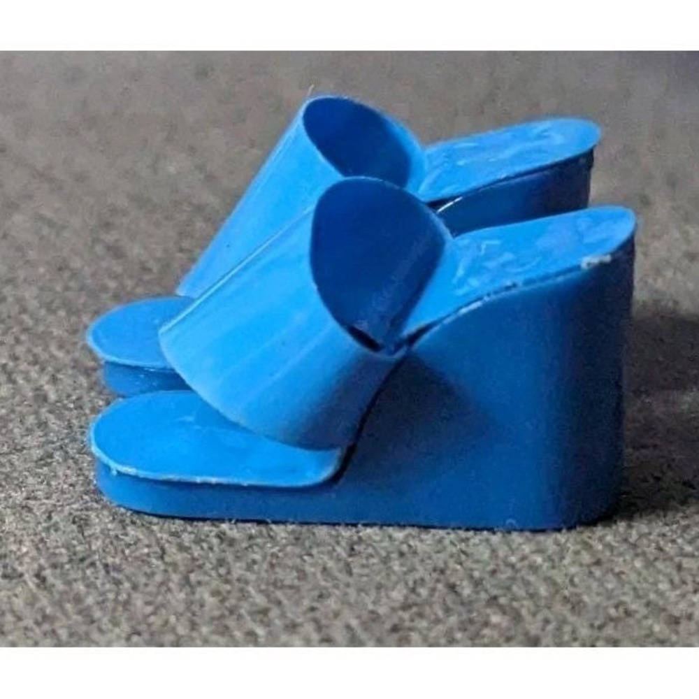 Vintage Barbie Francie Doll Shoes BLUE WEDGE Heels Plastic